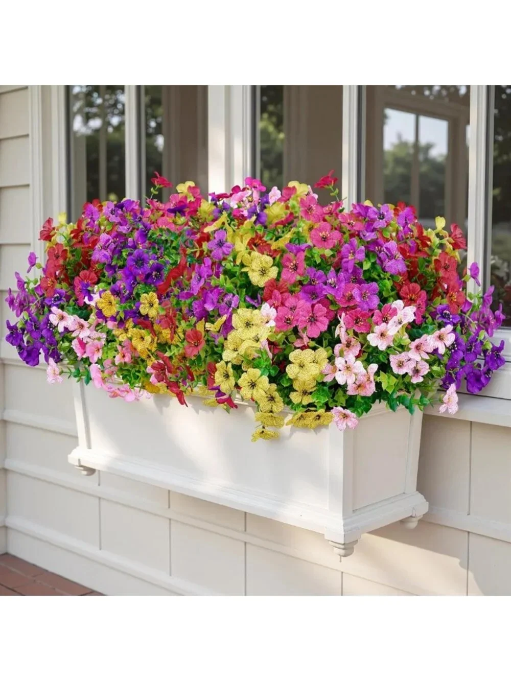 12 Bundles UV Resistant Faux Flowers - Realistic Silk Daisy Plants for Home